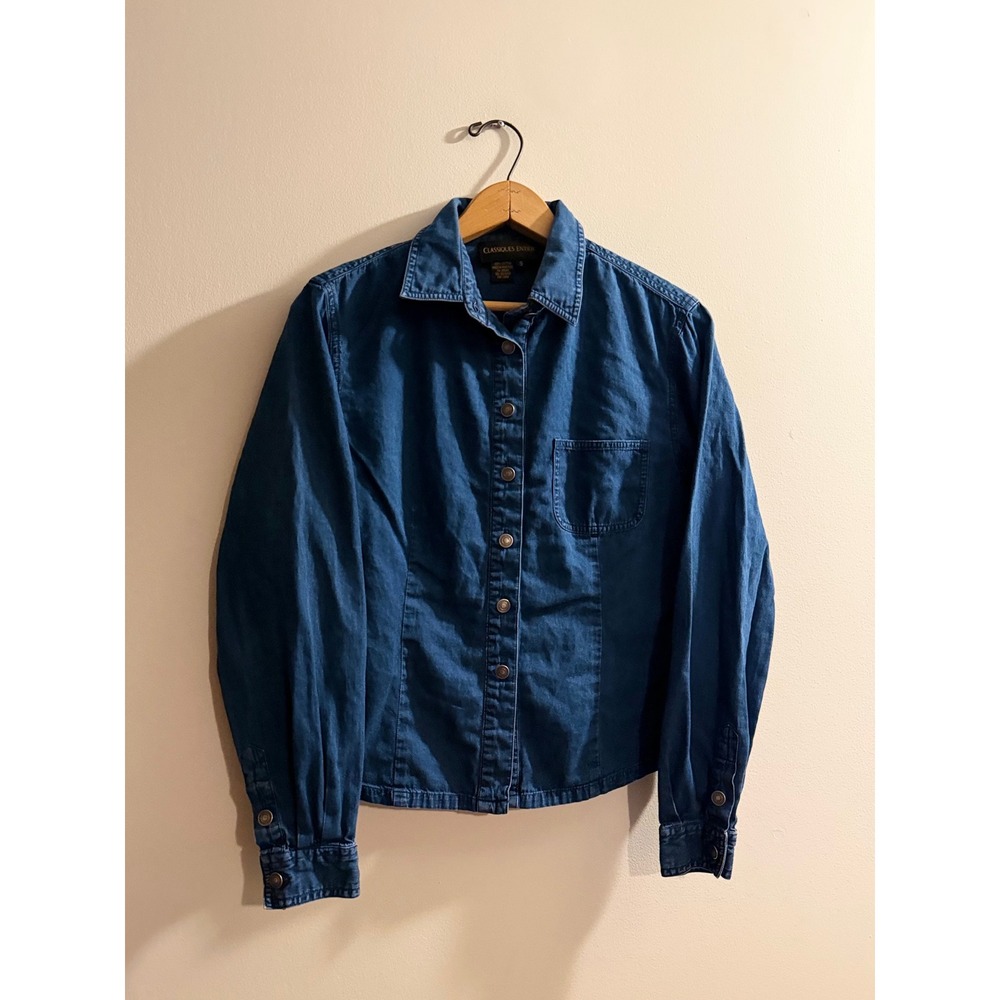 Classiques Entier Womens Blue Denim Button Down Shirt Long Sleeve Cotton Small